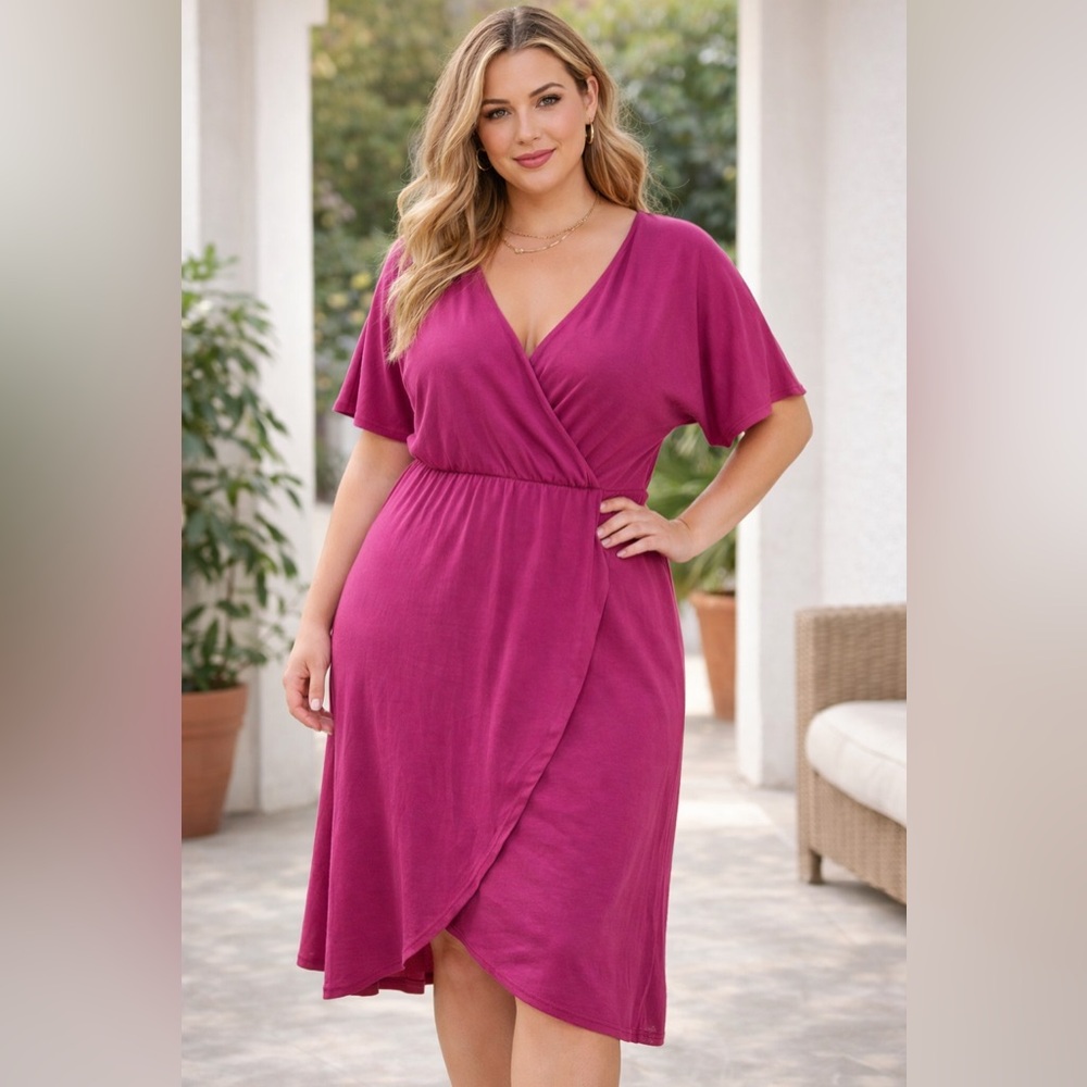 Synergy Xl Organic Cotton Womenâs Midi Dres Basic Wardrobe Comfortable Natural